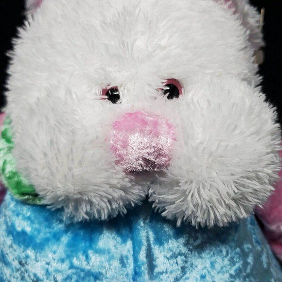 Dan Dee 19" Easter Roly Poly Bunny Rabbit Velvet Pink Blue Stuffed Animal Spring - Picture 5 of 6